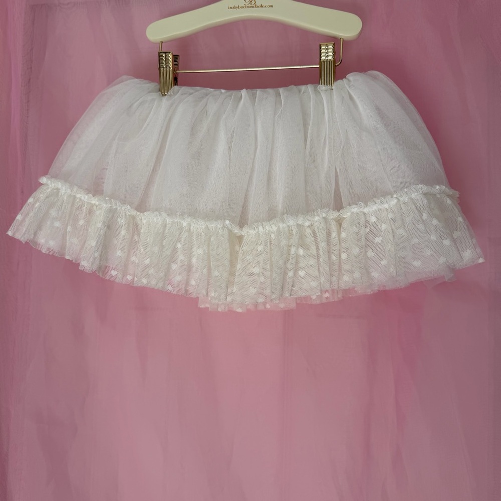 Bloch White Ballet Tutu Skirt With Heart Details Girls Size 6X-7